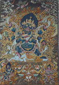 36 Tibet Silk Six Arms Mahakala Wrathful Deity Buddha Thangka Thanka Statue