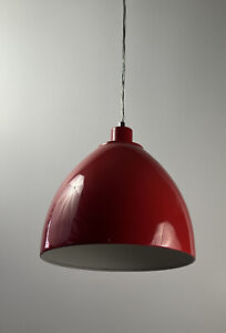 Vintage Mid Century Danish Modern Mushroom Red Swag Lamp Pendent Panton Era