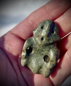 Ancient Pre Columbian Colima Stone Frog Man Wearable Amulet 300 Bc 300 Ad