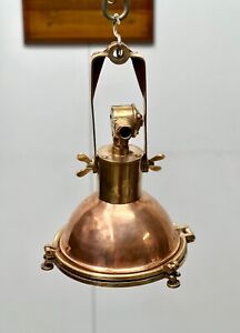 Ship Salvage Original Copper Brass Metal Nautical Ceiling Pendant Lamp Small