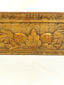 Antique Chinese Wood Gilded Carved Flower Panel