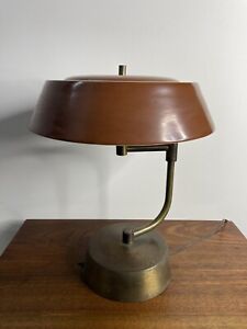 Vintage Bauhaus Machine Age Brass Swing Arm Table Lamp