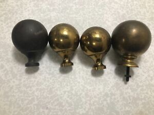 Vintage Antique Fancy Big Brass Balls Finials Wonderful Old Patina Each