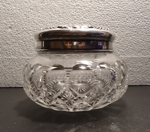 Antique Abp Cut Glass Sterling Silver Covered Jar Dominick And Haff