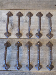 10 Cast Iron Handles Rustic Drawer Bin Pulls 5 1 4 Long Home Decor Kitchen