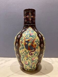 Rare 19thc Thomas Webb Moorish Moroccan Persian Enamelled Milk Glass Vase