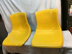 Vintage Pair Mid Century Fiberglass Chair Seats Yellow Modern Design Chair Seats