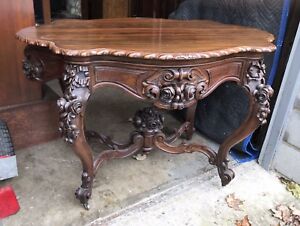 Rosewood Carved Rococo Table Alexander Roux