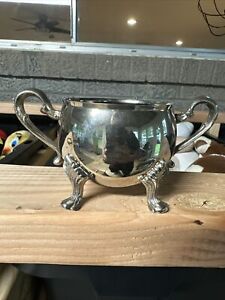 Vintage Leonard Silver Co Silver Plate Brass Sugar Bowl