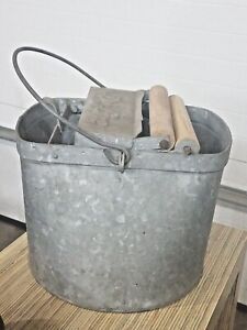 Vintage Patented Deluxe De Luxe Galvanized Wringer Mop Bucket