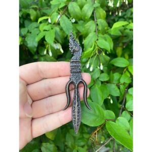 5 Pcs Naga Brass Trident Trishula Talisman Knife Mantra Thai Amulet