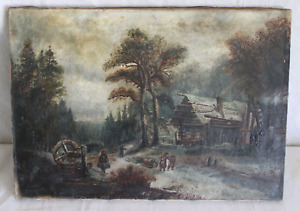 20 Antique Oil Painting Country Folk Art Landscape Country Home Children House