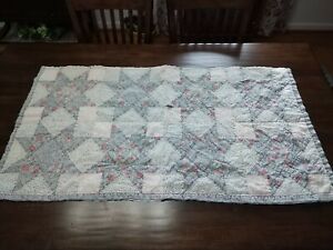 47 X 25 Vtg Pc From Patchwork Quilt W 11 5 Blocks 6 Point Stars X Crafters