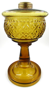 Antique Beaded Diamond Band Amber Glass Kerosene Oil Stand Lamp Thuro 1 P 203