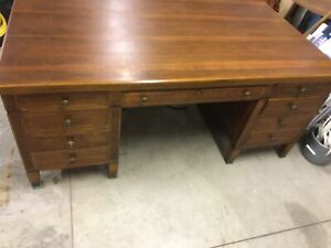 72 X 40 Antique 1910s Executive Walnut Desk Dove Tailed Standard Furniture Ny