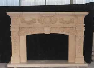 Hand Carved Customized White Marble Fireplace Mantel Marble Mantel Lmx