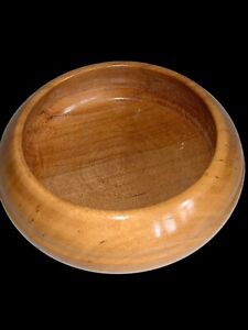 Vintage Wooden Bowl Hand Turned 7 Wide Natural Oak Wood Grain Round Men Trinket