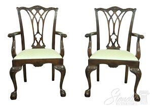L54121ec Pair Drexel Ball Claw Chippendale Mahogany Armchairs