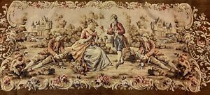 Antique French Tapestry Medieval Pictorial Wall Decor Tapestry 53 X 19 