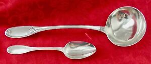 Ball Black Sterling Silver Large Soup Ladle Serving Spoon Olive Pattern