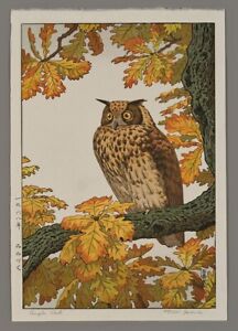 Toshi Yoshida Woodblock Eagle Owl