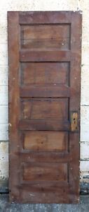 28 X78 5 Antique Vintage Old Salvaged Solid Wood Wooden Interior Door 5 Panels