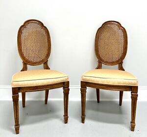 Drexel Heritage Walnut Cane French Louis Xvi Dining Side Chairs Pair B