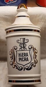Vintage Owens Illinois Porcelain Drug Store Apothecary Jar Hiera Picra