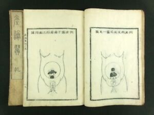 Obstetrics Japanese Woodblock Print 2 Books Set Oriental Medicine 1775 Edo B584
