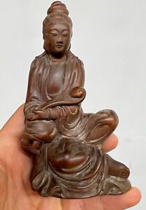 Fine Chinese Antique Wooden Statue Of Quanyin Qing Dynasty