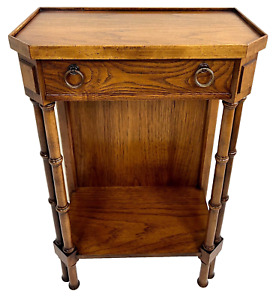 Brandt Embassy Collection Walnut Faux Bamboo Regency Bedside Accent Table