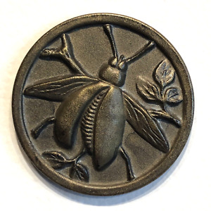 Antique Victorian Large Metal Button Of Beetle Flying Insect 1 1 2 