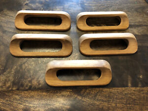 Lot Of 5 Vintage Wood Cup Pulls Or Handles Hardware For Drawers Or Cupboards