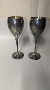 Vintage Kirk Silver Plated Wine Goblets 8 Tall Spain Read Free Ship Lot Of 2