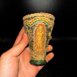 Museum Quality Ancient Roman Mosaic Glass Cup With Rare Image