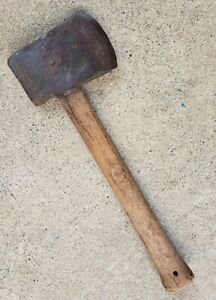 Rare Antique 19th C Pa German Signed S A Lenhart Hand Forged Axe Lancaster