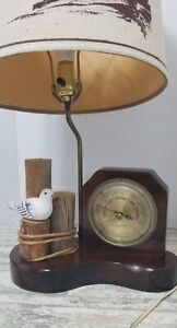Vintage Nautical Ship Barometer Lamp W Shade Coastal Bird Sea Fisherman England