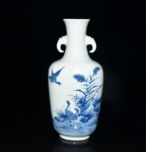 Chinese Blue White Porcelain Hand Painted Exquisite Flowers Birds Vases 15152