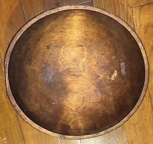 Large Antique Dough Bowl Trencher 19 X 6 Deep Wooden Wonderful Patina