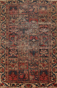 Vegetable Dye Garden Design Bakhtiari Vintage Handmade Wool Area Rug 4x7 Carpet