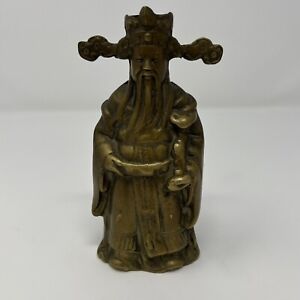 Old Chinese Bronze Brass Figure Lu Immortal God Of Prosperity Elder Wise Man