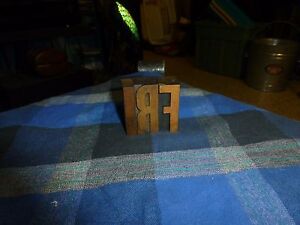 Antique Wood Carved Printing Press Blocks Set Of 3 Letters Fri 2 Tall