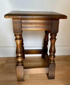 Vintage Farmhouse Rustic Country Solid Oak Small Occassional Side Table