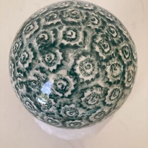 Victorian Scottish Carpet Ball Green Sponge Ware Design Ceramic Antique
