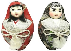 Wedding Dolls Japanese Roly Poly Bride And Groom In Kimono