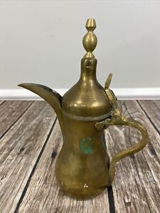 Antique Vintage Brass Middle Eastern Dallah Coffee Tea Pot Turkish Arabic 9 
