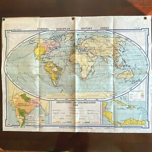 1937 Denoyer Geppert Classroom Wall Map H14 Discoveries And Colonization Bk11