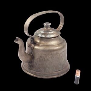 Antique Hand Hammered Embroidery Style Pattern Copper Tea Kettle