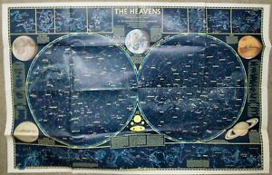 Vtg 1970 National Geographic Celestial Map Of The Heavens 35 X 23 Wall Poster