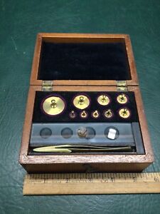 Antique Brass Apothecary Scale Weights Box By Eimer Amend New York Ny